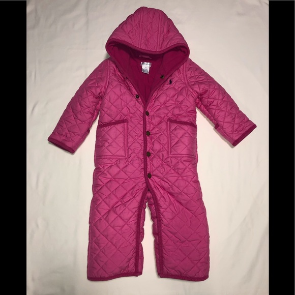 Ralph Lauren Other - Ralph Lauren Pink Quilted Baby Snowsuit 18M